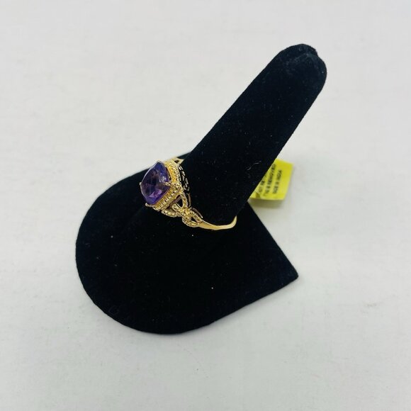 Shop LC KARIS Collection Amethyst Size 10 ION Plated 18K YG Brass Ring 5090 - Picture 2 of 6